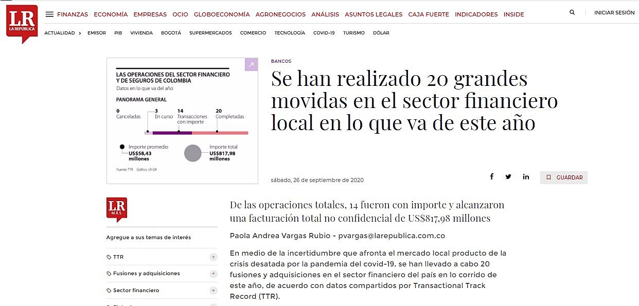 Se han realizado 20 grandes movidas en el sector financiero local en lo que va de este ao